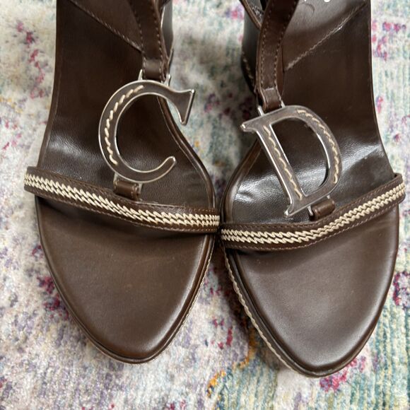 Christian Dior Brown Wedge Sandals - Picture 6 of 11